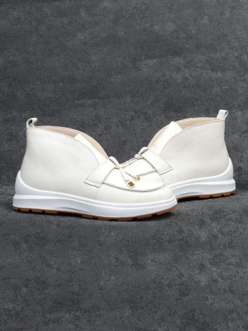 01-5281-2 WHITE Ботинки демисезонные женские (натуральная кожа, байка)