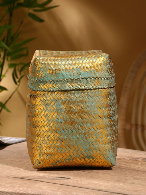 Корзинка плетёная «Голден», 20×20×26 см, голубая