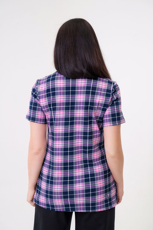 Туника женская из кулирки Наина розовая клетка - Амадэль фото 9