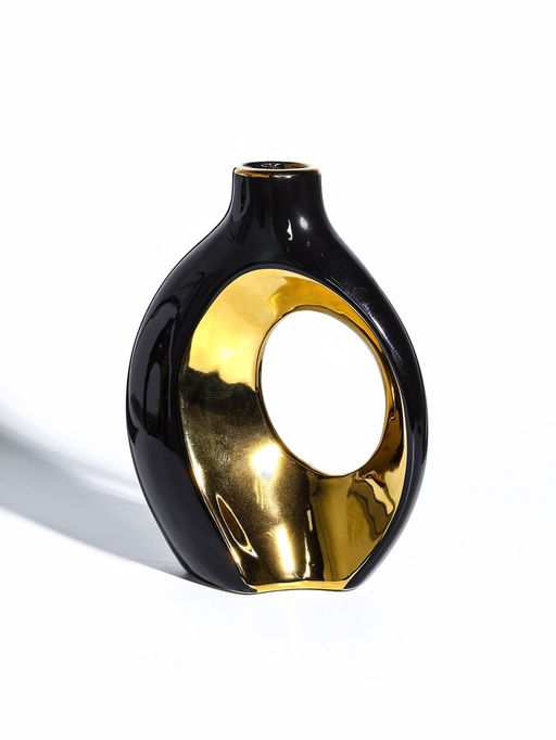 Ваза для цветов «Лари», набор 2 шт., 22×20 см, d=4 см, керамика, чёрная