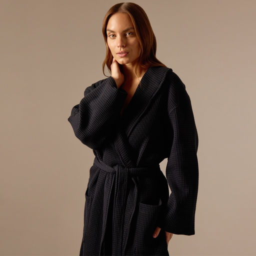 Халат вафельный женский SL HOME: Basic «Дарк Маре», размер 46-48, чёрный