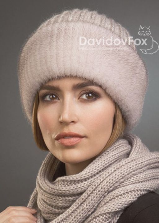 Шапка Адель норка трикотаж кизил