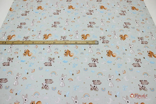 Сатин Лесная детвора цв.серо-фисташковый, СОРТ2, ш.1.61м, хлопок-100%, 120гр/м.кв - Купава фото 4