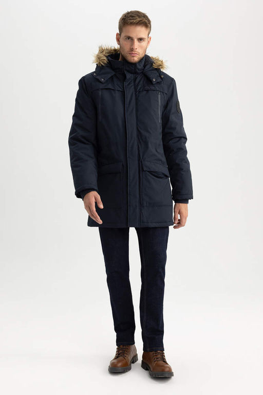 Водоотталкивающая парка из тафты из искусственного меха с капюшоном - Defacto фото 2