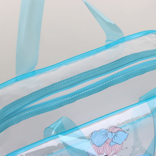 Косметичка-сумка на молнии для бассейна, с ручками, с принтом Балерина, голубая - Simaland фото 3