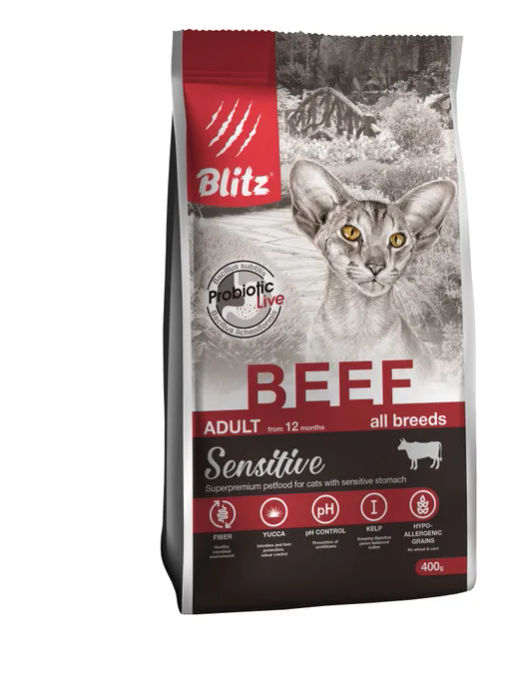 BLITZ ADULT CATS BEEF д/кошек с Говядиной 0,4 кг. BCD12-1-00400
