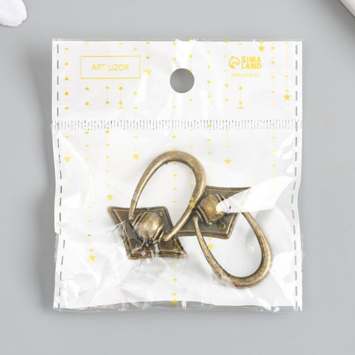 Цена за 2 шт. Ручка-молоточек для шкатулки металл Петля бронза 3,6х2,8 см - Арт узор фото 4