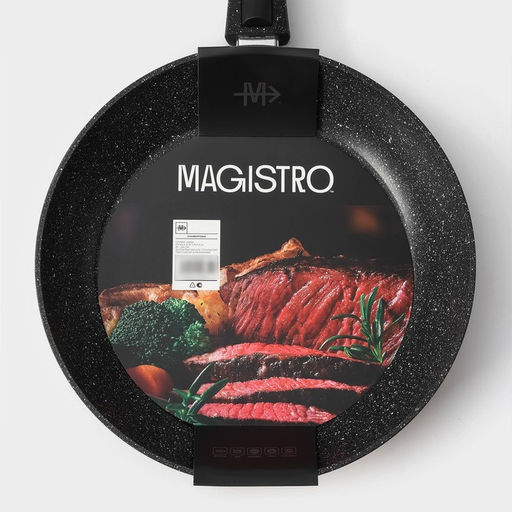 Сковорода Magistro Dark, d=28 см, съёмная ручка soft-touch, антипригарное покрытие, индукция, кованый алюминий, чёрная  фото 11