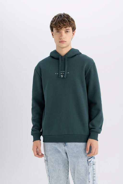 Толстовка с капюшоном обычного кроя Vikings Valhalla - Defacto фото 4