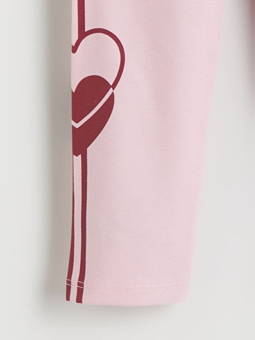 Beli Lastikli Kalp Bask?l? K?z ?ocuk Tayt