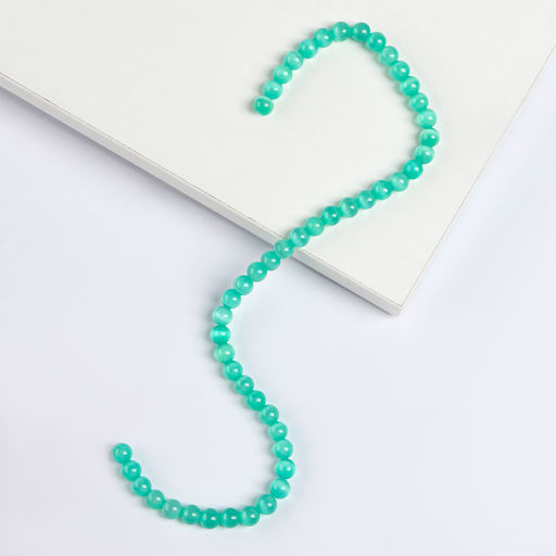 Бусины из натурального камня «Кошачий глаз» набор 50 шт.,1 шт. — 8 мм, светло-зелёный