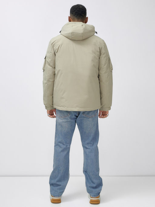 Куртка спортивная мужская зимняя с капюшоном бежевого цвета 2333B - Wonderrman фото 5