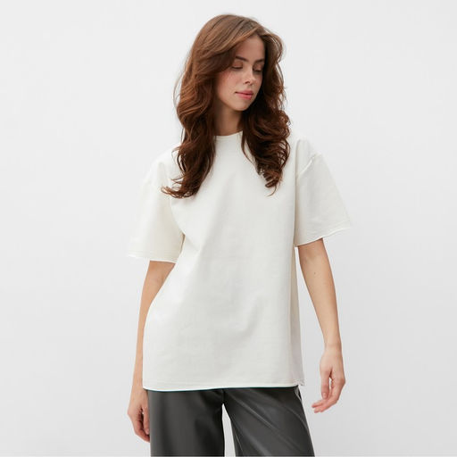 Футболка женская MINAKU OVERSIZE FIT: экрю, р-р 50