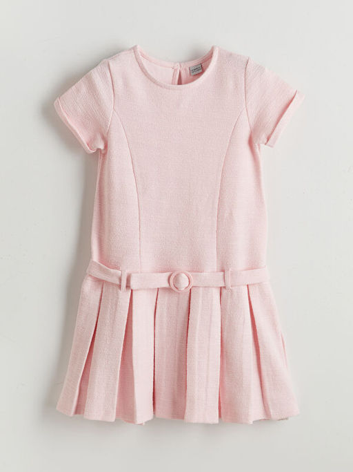 Bisiklet Yaka Pileli K?z ?ocuk Elbise