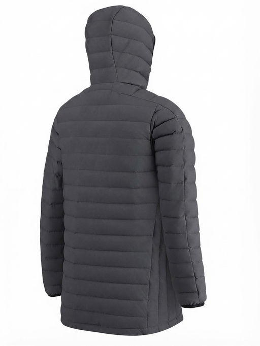 Куртка мужская удлинённая стёганая с капюшоном и графеновой подкладкой утеплитель тинсулейт