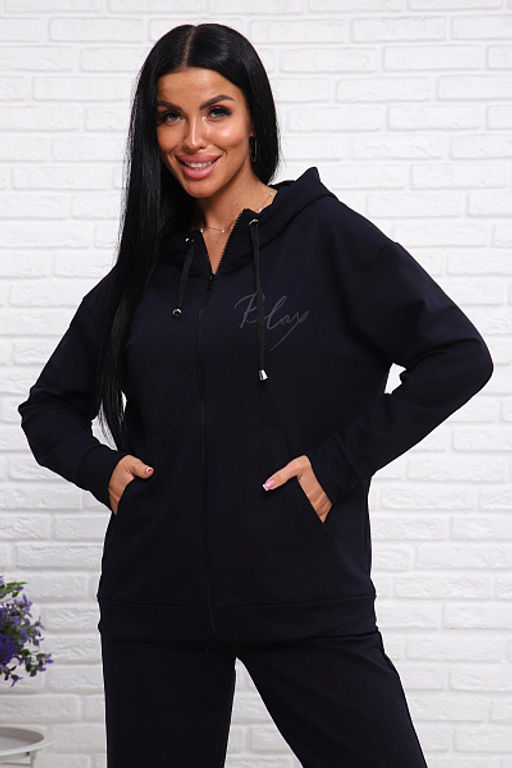 Костюм с брюками, футер с лайкрой 2-х нитка (00907, темно-синий) - Плиона фото 16