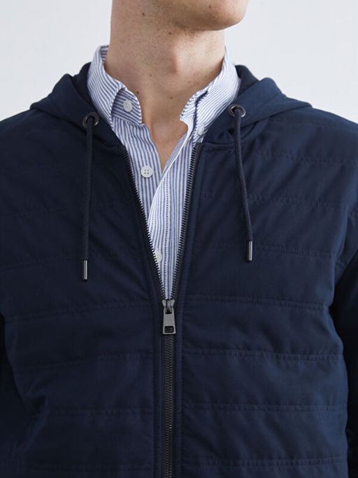 Kap??onlu Erkek Kal?n Fermuarl? Sweatshirt