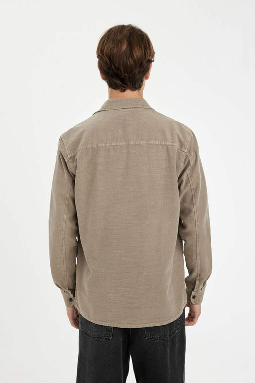 Хлопковая рубашка обычного кроя с длинными рукавами - Defacto фото 5