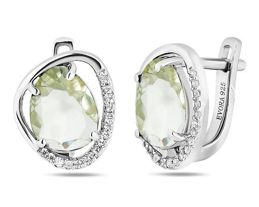 Серьги, зеленый аметист, Родос