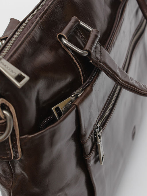 LACCOMA портфель VIN33665-коричневый натуральная кожа хлопок  фото 5