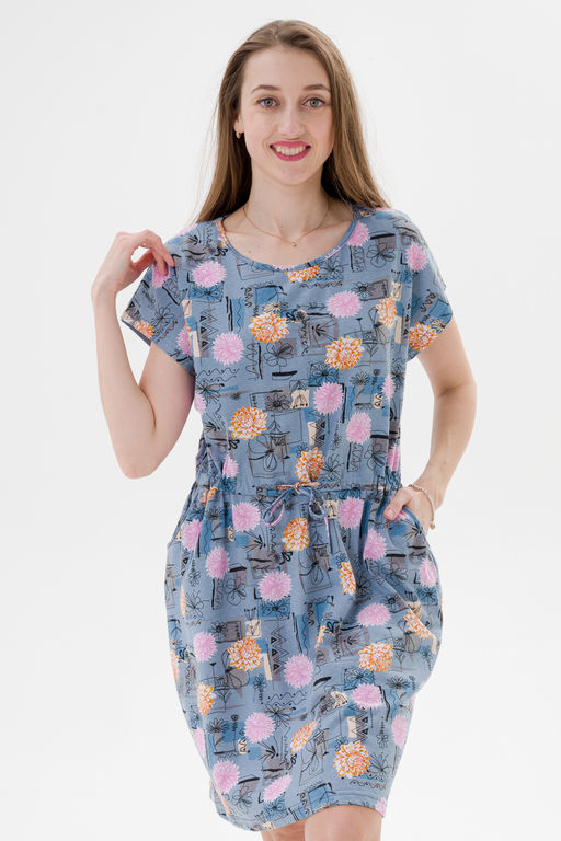 Платье женское домашнее из кулирки Лана астра макси - Амадэль фото 4