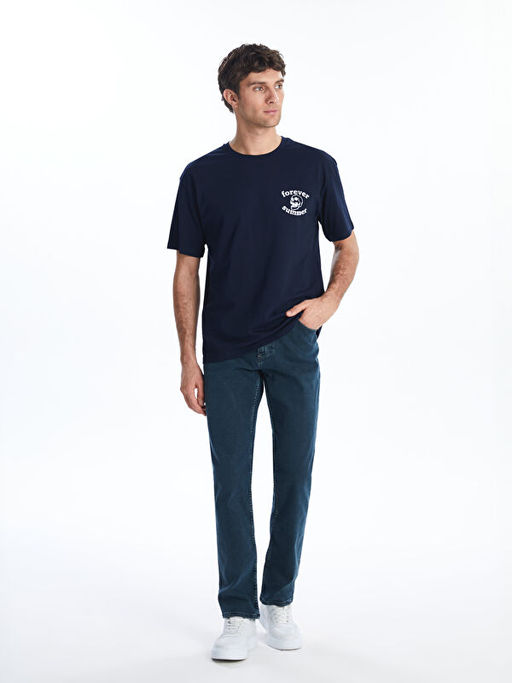 Bisiklet Yaka Bask?l? Erkek Ti??rt