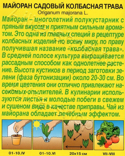 Майоран Колбасная трава садовый 0,1г (Аэлита)
