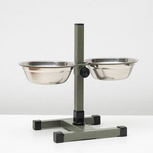 Подставка с мисками, 2 х 500 мл, высота 30 см, разборная, зелёная - Пижон фото 2