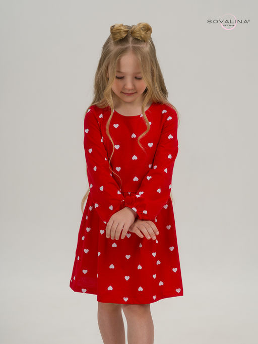Платье Моана белые сердца на красном - Sovalina фото 2