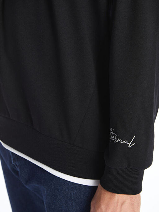 Bisiklet Yaka Uzun Kollu Bask?l? Erkek Sweatshirt