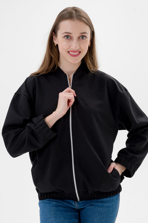 Бомбер из коттон фита чёрный макси