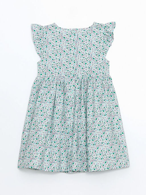 Bisiklet Yaka ?i?ekli K?z ?ocuk Elbise