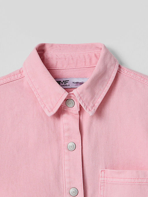 Рубашка джинсовая для девочек оверсайз розовая - Mark formelle фото 6