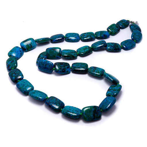 Бусы из камня Азурмалахит привлекает энергии удачи, везения, богатства