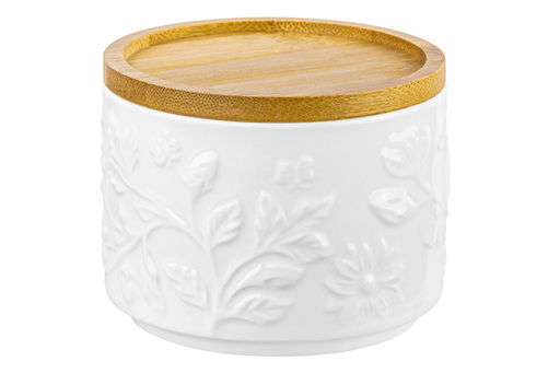 Банка д/хранения 250 мл 9,3*9,3*7 см Птички на ветке + дер. крышка-подставка с сил. упл. - Elan gallery фото 5