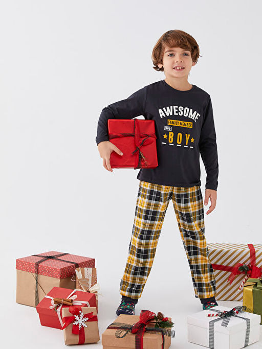 Bisiklet Yaka Bask?l? Uzun Kollu Erkek ?ocuk Pijama Tak?m? - Waikiki фото 2