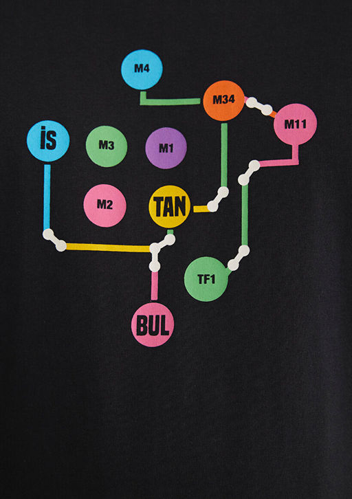 Siyah Istanbul Tisort - Mavi фото 7