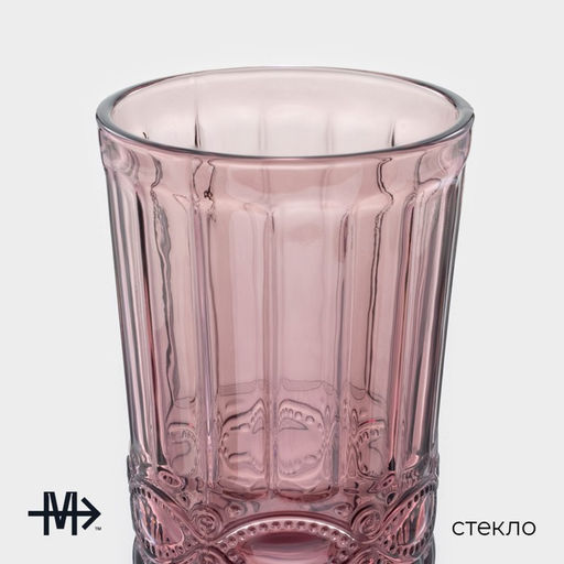 Стаканы Magistro «Ла-Манш», 350 мл, 8×12.5 см, набор 6 шт., стекло, розовые
