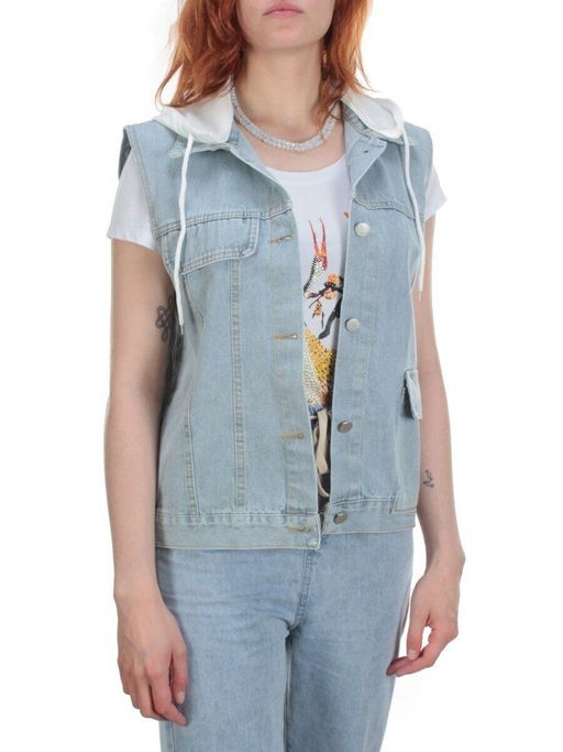803 BLUE/BLACK Джинсовый жилет женский (100% хлопок) - Фабричный китай фото 39