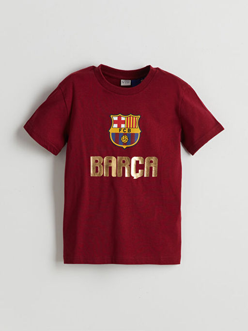 Bisiklet Yaka Barcelona Bask?l? Erkek ?ocuk Ti??rt