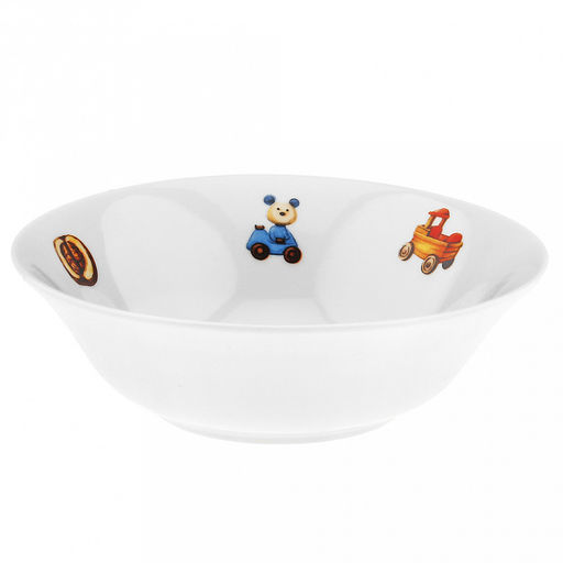 Набор посуды фарфоровый "Мишутка" 3 предмета: тарелка мелкая д175мм гладкий край, салатник д360мм, кружка 210мл, форма "Глория", подарочная упаковка (Россия)