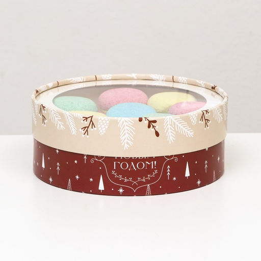 Коробка подарочная новогодняя с окном «С Новым годом» 18×18×6 см