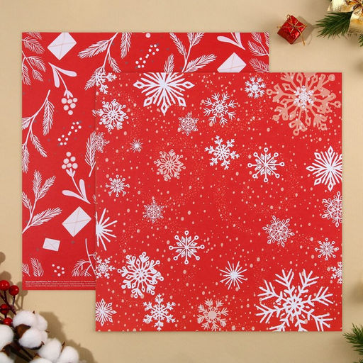 Цена за 10 шт. Бумага для скрапбукинга Снежинки, 30.5?32 см, 180 г/м?