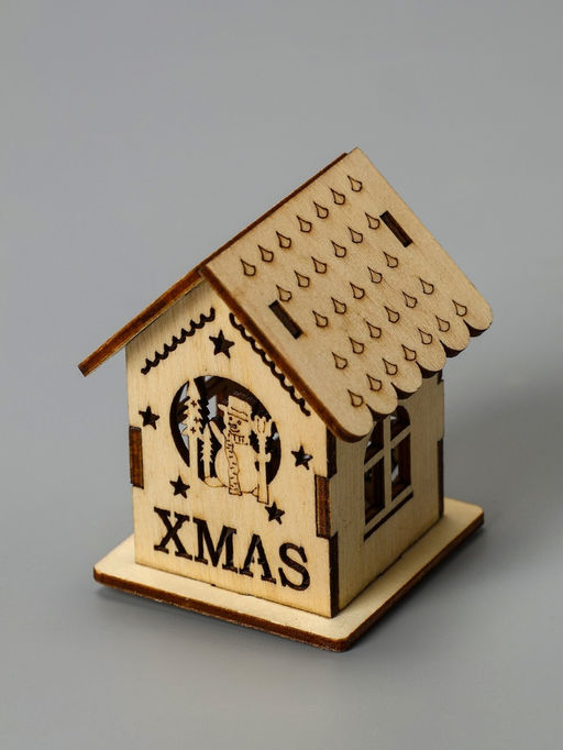 Ёлочная игрушка Домик со снеговиком, 6х4.5х4.5 см, от батареек, свечение тёплое белое - Luazon lighting фото 4