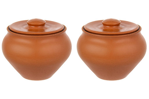 Набор 2 горшков 0,9 л 14,5*14,5*12,5 см TerraCotta с крышкой для запекания терракота