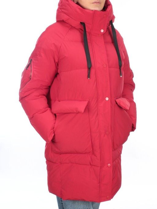 2197 RED Пуховик женский зимний AIKESDFRS (холлофайбер)