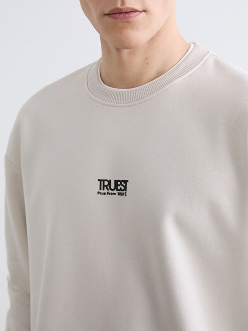Bisiklet Yaka Bask?l? Erkek Kal?n Sweatshirt - Waikiki фото 3