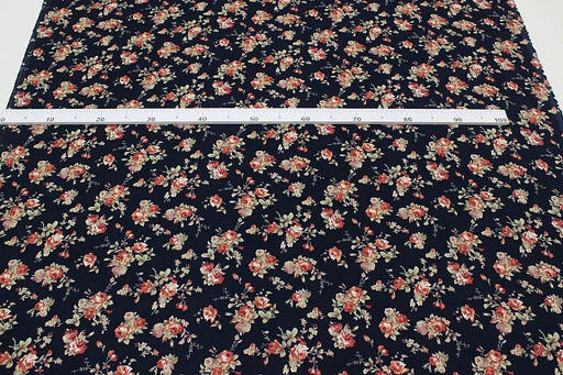 Микровельвет Крупные розы цв.чернильно-синий, ш.1.1м, хлопок-100%, 125гр/м.кв - Купава фото 6