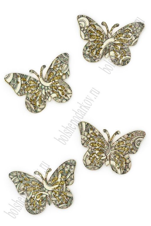 Лазерная вырубка из кожзама "Бабочка №4" 5*3,5 см (10 шт) несклеенная