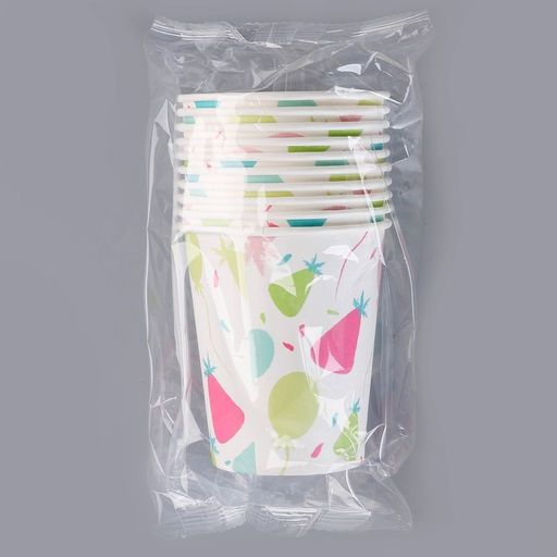 Цена за 10 шт. Стакан бумажный Happy Birthday, колпаки, 250 мл - Страна карнавалия фото 2